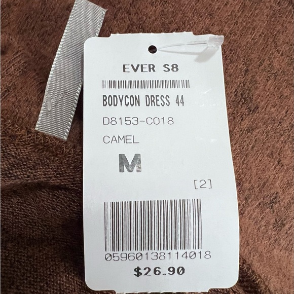 NWT Bodycon Dress Asymmetric Zip Up Design Collar Sz M Camel Color - Picture 11 of 13